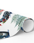 Patriotic Biker Santa Christmas Wrapping Paper with American Flag