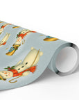 Retro Snowman with Bluebirds Christmas Wrapping Paper