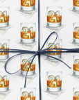 21st birthday wrapping paper whiskey bourbon scotch glass with ice cubes