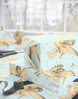 Vintage Stork Baby Wrapping Paper – Retro New Arrival Gift Wrap Blue