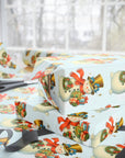Retro Snowman Christmas Wrapping Paper, Cute Gold Top Hat Snowman with Bluebirds & Gifts