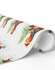 Vintage Little Girl and Reindeer Wrapping Paper | Retro Christmas Gift Wrap