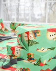 Retro Snowman with Christmas Tree Wrapping Paper