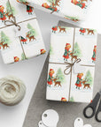 Vintage Little Girl and Reindeer Wrapping Paper | Retro Christmas Gift Wrap