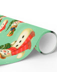 Retro Snowman with Christmas Tree Wrapping Paper