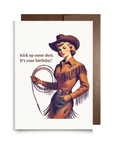 Retro Cowgirl Birthday Card | Kick Up Some Dust