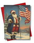 Black Santa with American Flag Christmas Card