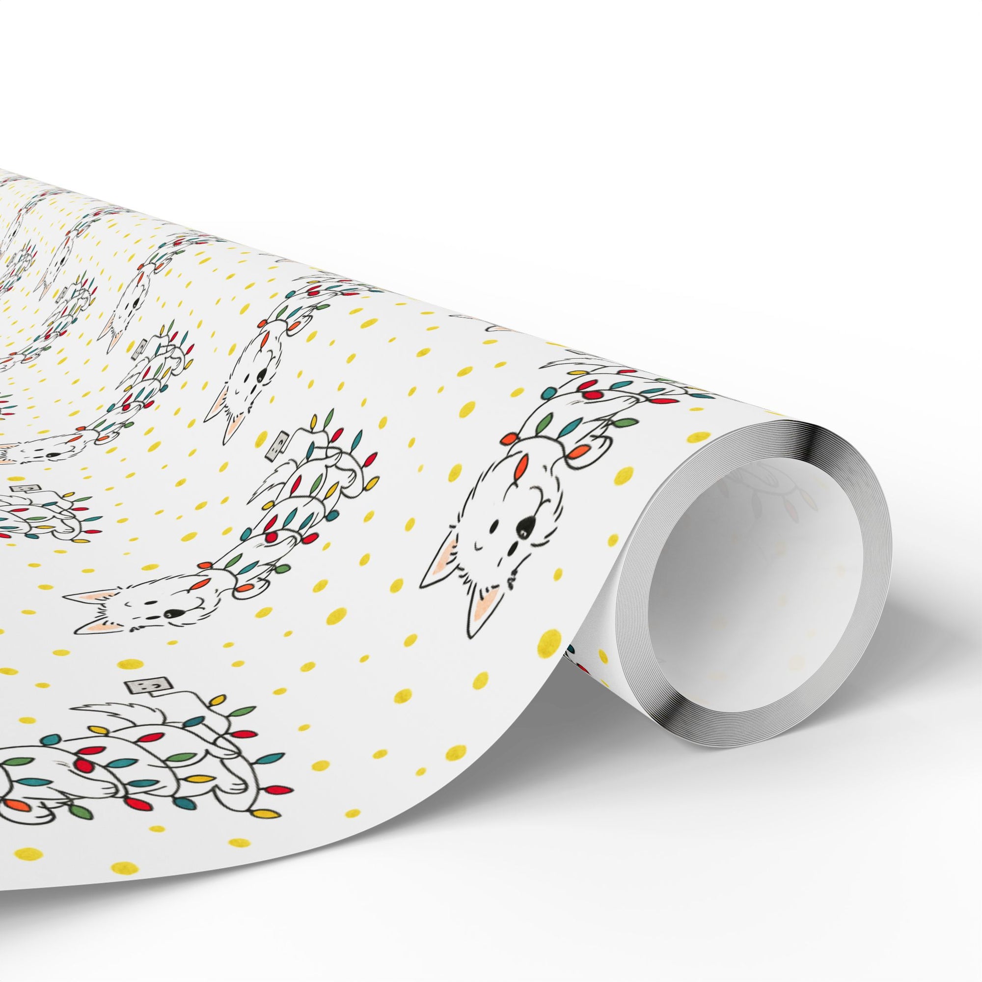 Westie in Christmas Lights Gift Wrap