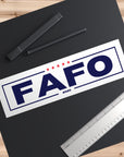 FAFO logo with stars on a black background with pens and a ruler.