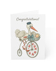 Vintage Stork on Penny Farthing New Baby Card