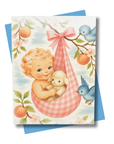 Sweet Blonde Baby Peach Blossom Greeting Card | New Baby Card
