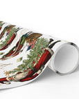Roll of Christmas-themed decorative paper with with patriotic Santa Claus and usa flag design