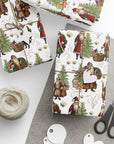 Christmas-themed gift wrap with patriotic Santa Claus and usa flag design