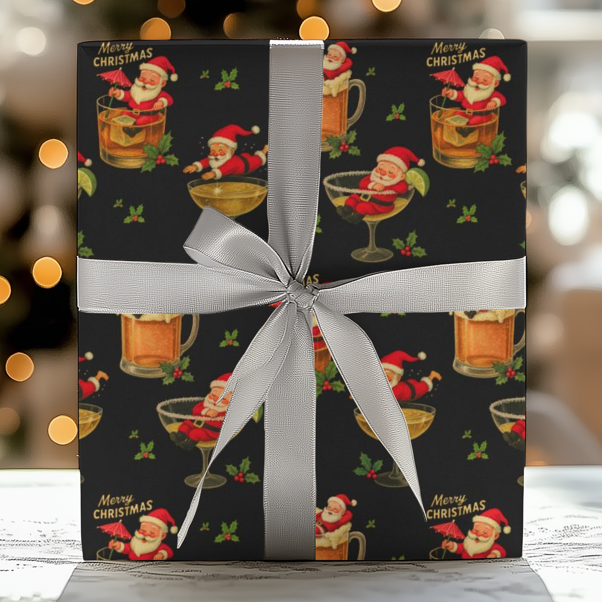 Santa's Nightcap Cocktail Gift Wrap