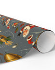 Christmas themed wrapping paper roll featuring Santa and rudolph riding a rocket through space ready to deliver presents.