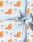 mid century baby wrapping paper crawling baby design