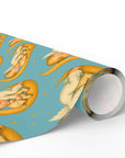 baby angel wrapping paper with cherub sleeping on moon hugging lamb under stars