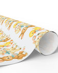 bunny lamb and duckling baby wrapping paper roll, 1950s style storybook illustration in pastels.