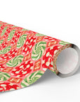 Christmas Candy Wrapping Paper roll with red and green peppermint swirl pattern