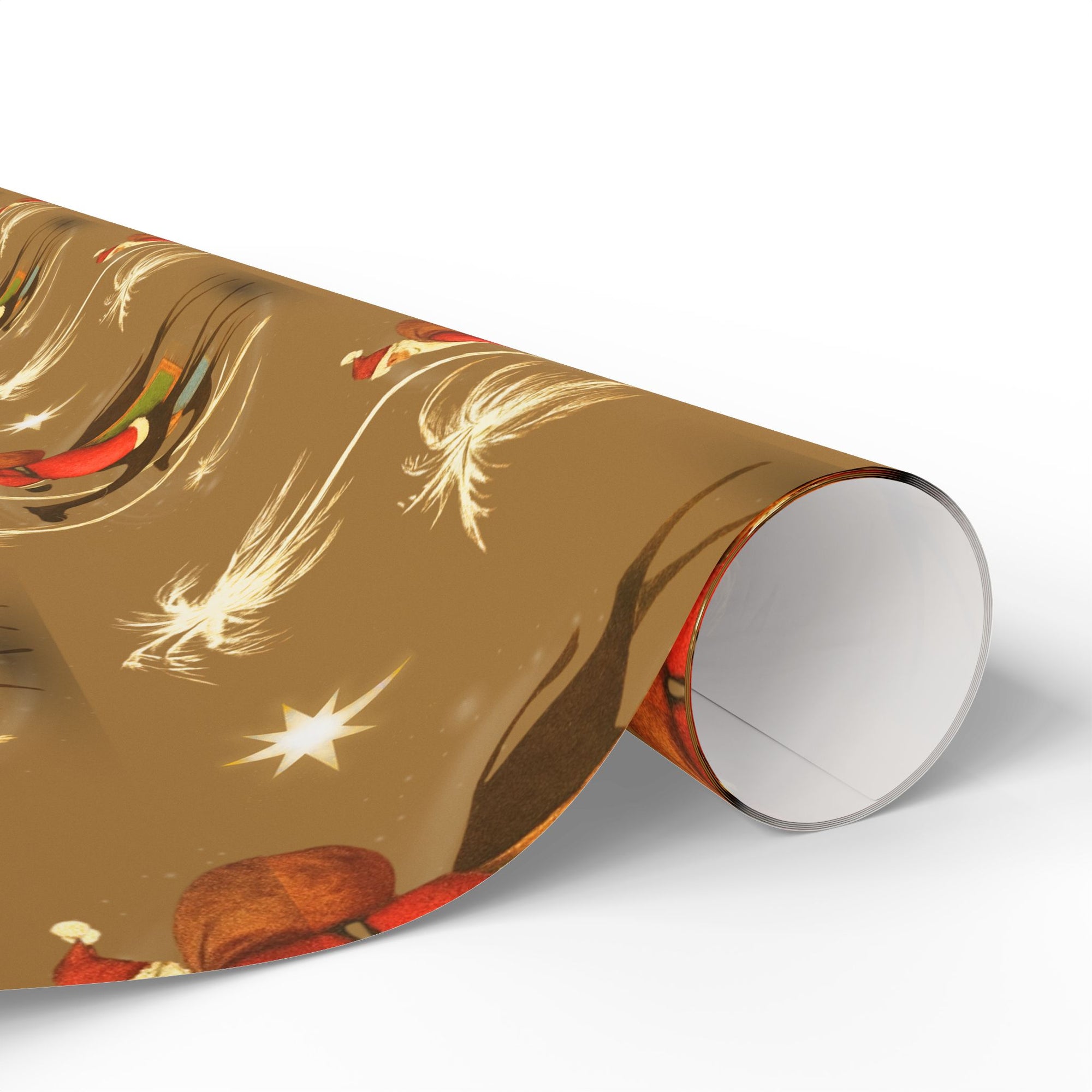 Santa riding camels under the Star of Bethlehem with golden palm trees Christmas Wrapping Paper