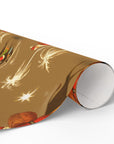 Santa riding camels under the Star of Bethlehem with golden palm trees Christmas Wrapping Paper