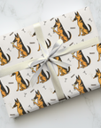 German Shepherd birthday and Father's Day wrapping paper with martinis, cigars and cheers pattern.