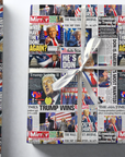 Republican Political wrapping paper with a newspaper design featuring articles that celebrate the 2024 election victory top view