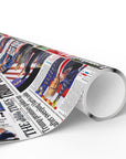 Republican Political wrapping paper with a newspaper design featuring articles that celebrate the 2024 election victory roll