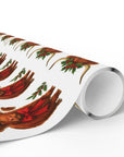 Roll of decorative paper with highland cow and holly design on a white background
