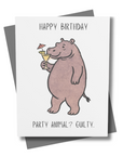 Party Animal Hippo Birthday Card – Vintage Americana Greeting Card