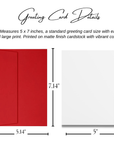 House of 1778 greeting card size guide 5x7 inches with red envelope, matte finish cardstock