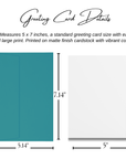 House of 1776 Greeting card size guide 5x7 inches with envelope, matte finish cardstock teal envelope