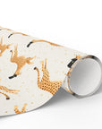 Roll of paper with leopard pattern on a cream background