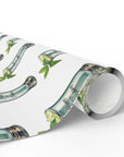 wrapping paper with a pattern featuring a mint julep in silver cup and a sprig of mint.
