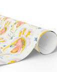 Wrapping paper roll in baby theme in sweet pastels.