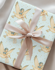 Vintage Stork Baby Wrapping Paper – Retro New Arrival Gift Wrap Blue