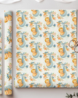 Peach Blossom Baby Wrapping Paper | Vintage Inspired Baby Boy Shower Gift Wrap