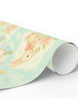 Vintage baby shower wrapping paper with stork, lamb, bunny & toys