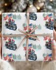Patriotic Biker Santa Christmas Wrapping Paper with American Flag
