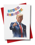 Front cover of Political Birthday Banner Card featuring patriotic banner design