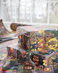 Funny political wrapping paper with politicians depicted in the political swamp maga republican anti-dem gift wrap roll side