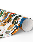 wrapping paper roll with a pattern of caricatured politicians like nancy pelosi, kamala Harris, Chuck Schumer, bernie sanders, joe biden, mitch mcconnell, ilhan omar, adam schiff dancing on a confetti background
