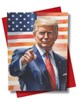 Card with a portrait of the president pointing at you in front of an American flag card