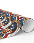 a roll of wrapping paper with a design in red white and blue with an image of the president of the united states top view