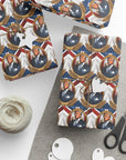 gift wrapped package with a design in red white and blue with an image of the president of the united states table view