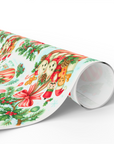Christmas wrapping paper roll with westie puppies, nutcracker and gingerbread