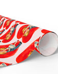retro valentine wrapping paper with vintage girl and boy kissing