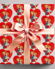 retro valentine wrapping paper with vintage girl and boy kissing