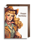 Vintage Cowgirl Birthday Card | 1950s Rodeo Girl