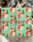 Retro Snowman with Christmas Tree Wrapping Paper
